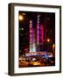 Radio City Music Hall and Yellow Cab by Night, Manhattan, Times Square, New York City, US, USA-Philippe Hugonnard-Framed Photographic Print