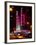 Radio City Music Hall and Yellow Cab by Night, Manhattan, Times Square, New York City, US, USA-Philippe Hugonnard-Framed Premium Photographic Print