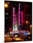 Radio City Music Hall and Yellow Cab by Night, Manhattan, Times Square, New York City, US, USA-Philippe Hugonnard-Mounted Premium Photographic Print
