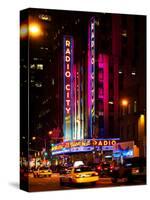 Radio City Music Hall and Yellow Cab by Night, Manhattan, Times Square, New York City, US, USA-Philippe Hugonnard-Stretched Canvas