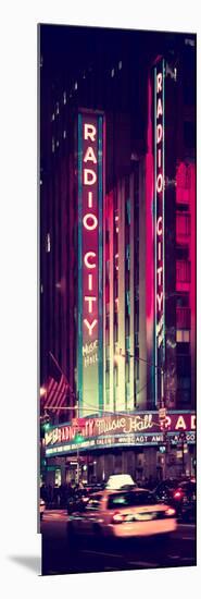 Radio City Music Hall and Yellow Cab by Night, Manhattan, Times Square, New York City-Philippe Hugonnard-Mounted Photographic Print