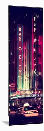 Radio City Music Hall and Yellow Cab by Night, Manhattan, Times Square, New York City-Philippe Hugonnard-Mounted Photographic Print