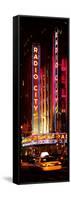 Radio City Music Hall and Yellow Cab by Night, Manhattan, Times Square, New York City-Philippe Hugonnard-Framed Stretched Canvas