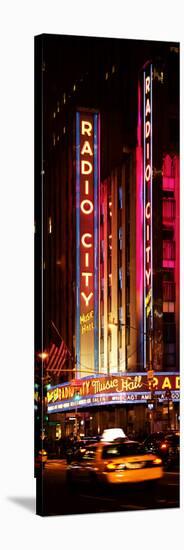 Radio City Music Hall and Yellow Cab by Night, Manhattan, Times Square, New York City-Philippe Hugonnard-Stretched Canvas