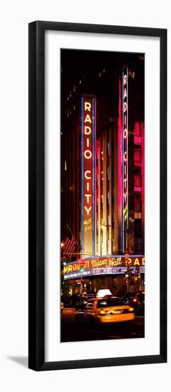 Radio City Music Hall and Yellow Cab by Night, Manhattan, Times Square, New York City-Philippe Hugonnard-Framed Photographic Print