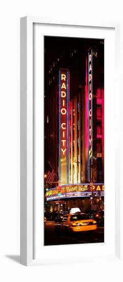 Radio City Music Hall and Yellow Cab by Night, Manhattan, Times Square, New York City-Philippe Hugonnard-Framed Photographic Print