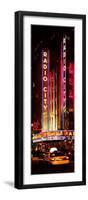 Radio City Music Hall and Yellow Cab by Night, Manhattan, Times Square, New York City-Philippe Hugonnard-Framed Premium Photographic Print