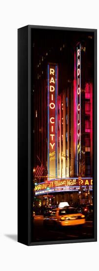 Radio City Music Hall and Yellow Cab by Night, Manhattan, Times Square, New York City-Philippe Hugonnard-Framed Stretched Canvas