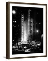 Radio City Music Hall and Yellow Cab by Night, Manhattan, Times Square, NYC, Old Classic-Philippe Hugonnard-Framed Premium Photographic Print