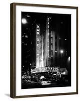 Radio City Music Hall and Yellow Cab by Night, Manhattan, Times Square, NYC, Old Classic-Philippe Hugonnard-Framed Premium Photographic Print