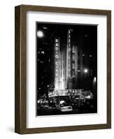 Radio City Music Hall and Yellow Cab by Night, Manhattan, Times Square, NYC, Old Classic-Philippe Hugonnard-Framed Photographic Print