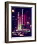 Radio City Music Hall and Yellow Cab by Night, Manhattan, Times Square, NYC, Old Vintage Colors-Philippe Hugonnard-Framed Photographic Print