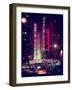 Radio City Music Hall and Yellow Cab by Night, Manhattan, Times Square, NYC, Old Vintage Colors-Philippe Hugonnard-Framed Photographic Print