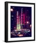 Radio City Music Hall and Yellow Cab by Night, Manhattan, Times Square, NYC, Old Vintage Colors-Philippe Hugonnard-Framed Photographic Print