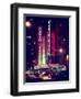 Radio City Music Hall and Yellow Cab by Night, Manhattan, Times Square, NYC, Old Vintage Colors-Philippe Hugonnard-Framed Premium Photographic Print