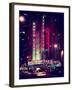 Radio City Music Hall and Yellow Cab by Night, Manhattan, Times Square, NYC, Old Vintage Colors-Philippe Hugonnard-Framed Premium Photographic Print