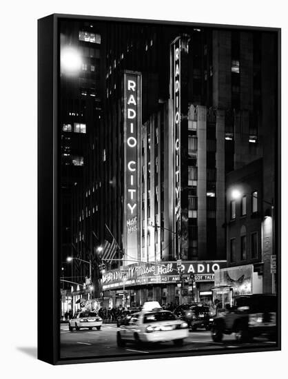 Radio City Music Hall and Yellow Cab by Night, Manhattan, Times Square, NYC, USA-Philippe Hugonnard-Framed Stretched Canvas