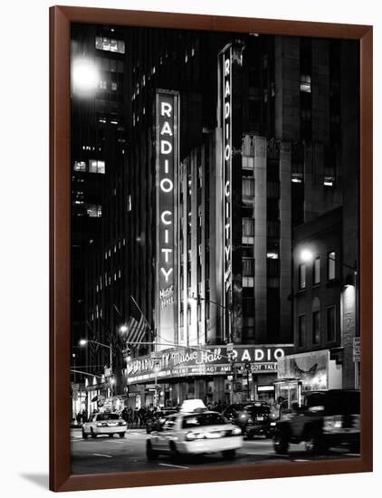 Radio City Music Hall and Yellow Cab by Night, Manhattan, Times Square, NYC, USA-Philippe Hugonnard-Framed Photographic Print