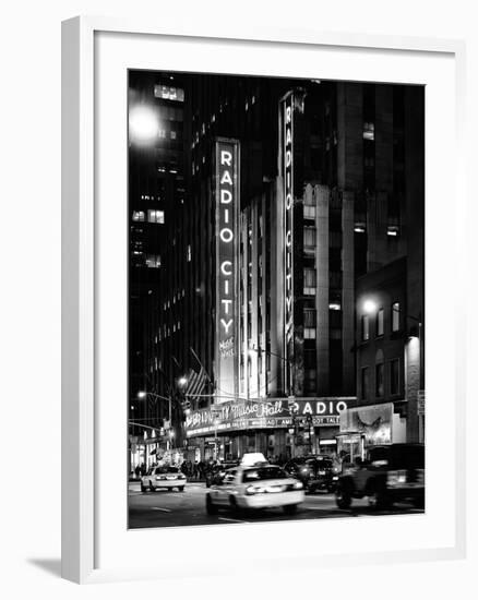 Radio City Music Hall and Yellow Cab by Night, Manhattan, Times Square, NYC, USA-Philippe Hugonnard-Framed Premium Photographic Print