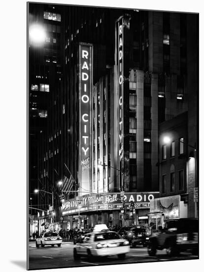 Radio City Music Hall and Yellow Cab by Night, Manhattan, Times Square, NYC, USA-Philippe Hugonnard-Mounted Premium Photographic Print