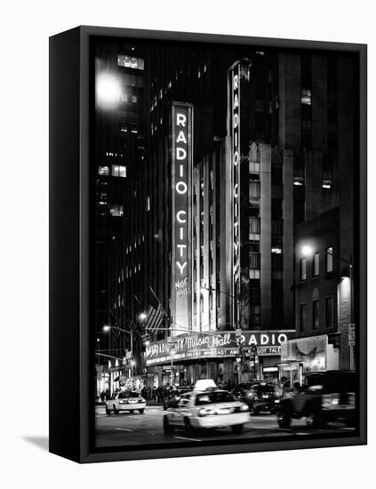 Radio City Music Hall and Yellow Cab by Night, Manhattan, Times Square, NYC, USA-Philippe Hugonnard-Framed Stretched Canvas