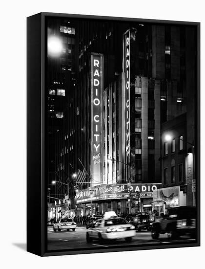 Radio City Music Hall and Yellow Cab by Night, Manhattan, Times Square, NYC, USA-Philippe Hugonnard-Framed Stretched Canvas