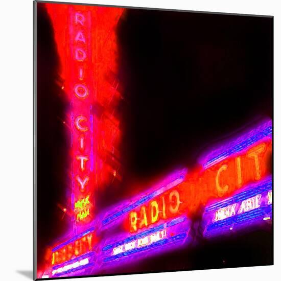 Radio City Night, New York-Tosh-Mounted Art Print