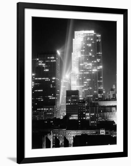 Radio City Shining with Many Bright Lights During the Night-Bernard Hoffman-Framed Photographic Print