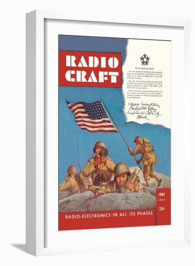 Radio Craft: American Soldiers Stake the Flag-null-Framed Art Print