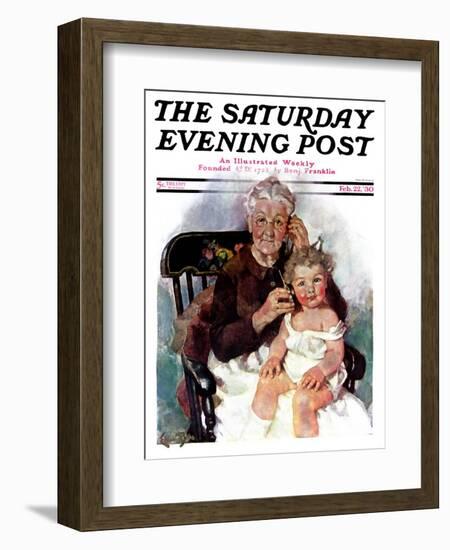 "Radio Days," Saturday Evening Post Cover, February 22, 1930-Ellen Pyle-Framed Giclee Print