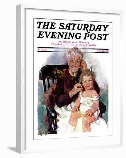 "Radio Days," Saturday Evening Post Cover, February 22, 1930-Ellen Pyle-Framed Giclee Print