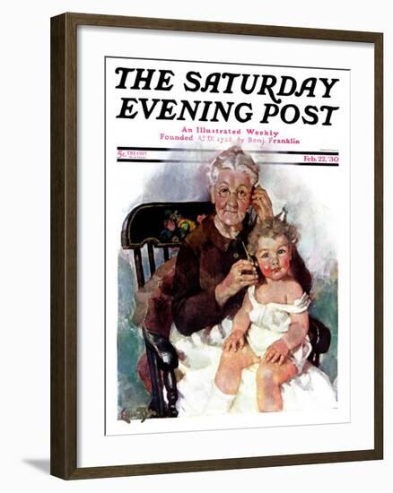 "Radio Days," Saturday Evening Post Cover, February 22, 1930-Ellen Pyle-Framed Giclee Print