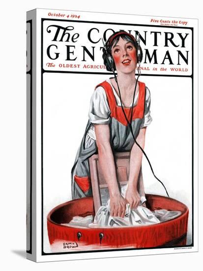 "Radio Daze," Country Gentleman Cover, October 4, 1924-Sam Brown-Stretched Canvas