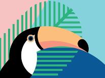 Tropical Bird in Abstract Geometric Style: Flamingo-Radiocat-Stretched Canvas