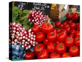 Radishes and Tomatoes on a Market Stall, France, Europe-Richardson Peter-Stretched Canvas