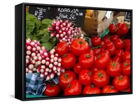 Radishes and Tomatoes on a Market Stall, France, Europe-Richardson Peter-Framed Stretched Canvas