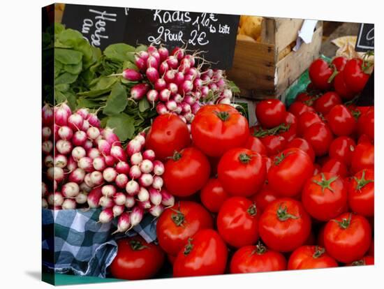 Radishes and Tomatoes on a Market Stall, France, Europe-Richardson Peter-Stretched Canvas