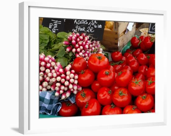 Radishes and Tomatoes on a Market Stall, France, Europe-Richardson Peter-Framed Photographic Print