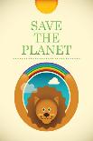 Ecology Poster with Comic Lion. Vector Illustration.-Radoman Durkovic-Art Print