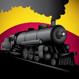 Illustration of Old Stylized Locomotive. Vector Illustration.-Radoman Durkovic-Art Print