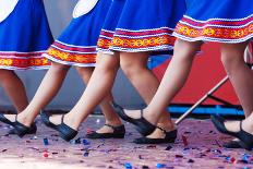Russian Girls in Traditional Costumes Dancing on Stage. Legs Closeup-Radomir-Photographic Print