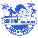 Surfing Beach Stamp-radubalint-Framed Art Print