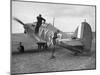 Raf Ace Pilot Albert G. Lewis Adjusting Parachute before Take-Off During Battle of Britain-null-Mounted Photographic Print