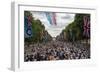 RAF Red Arrows fly the red white and blue down the Mall-Associated Newspapers-Framed Photo