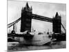 Raf Suderland Flying-Boat Moored Next to Tower Bridge, Thames River, September 1950-null-Mounted Photographic Print