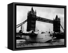 Raf Suderland Flying-Boat Moored Next to Tower Bridge, Thames River, September 1950-null-Framed Stretched Canvas