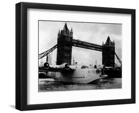 Raf Suderland Flying-Boat Moored Next to Tower Bridge, Thames River, September 1950-null-Framed Photographic Print