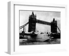 Raf Suderland Flying-Boat Moored Next to Tower Bridge, Thames River, September 1950-null-Framed Photographic Print