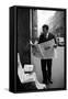 Raf Vallone Reading the Newspaper Corriere Della Sera in the Street-null-Framed Stretched Canvas