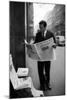 Raf Vallone Reading the Newspaper Corriere Della Sera in the Street-null-Mounted Photographic Print